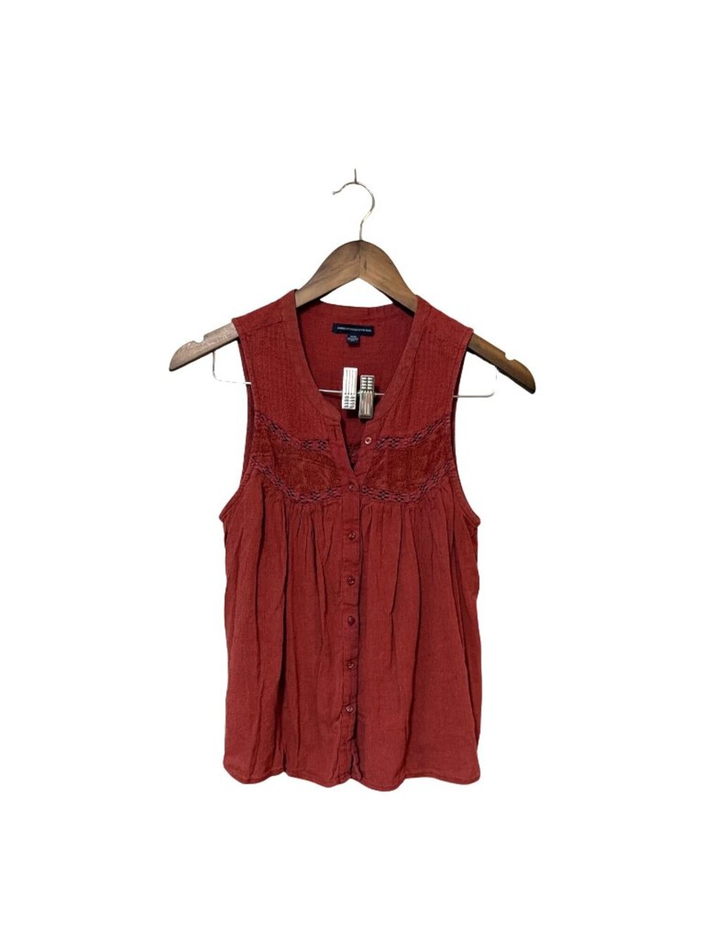 American Eagle Outfitters Rust Red Sleeveless Button-Front Tank